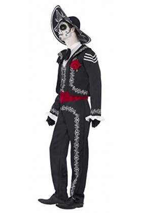 Smiffys BR43738XS Day of The Dead Señor Bones Costume, Homme, Noir, XS – Taille 76,2 à 81,3 cm