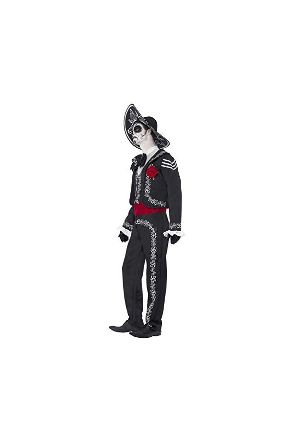 Smiffys BR43738XS Day of The Dead Señor Bones Costume, Homme, Noir, XS – Taille 76,2 à 81,3 cm