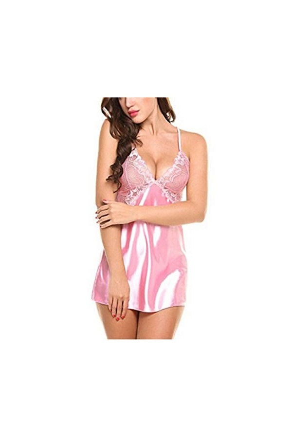 RWRAPS sous-vêtements créatifs Pyjamas pour Dames Pyjamas en Dentelle satinée Pyjamas Pyjamas Pyjamas pour Femmes Pyjamas pou