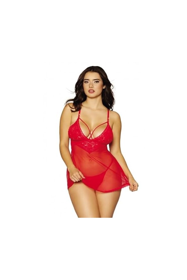 Dreamgirl Nuisette et String Rouge - DG12701RED - Taille Unique - OS, Rouge
