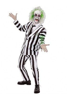 Smiffys 81025 Beetlejuice Costume pour homme, noir et blanc, taille M 96,5 à 101,6 cm