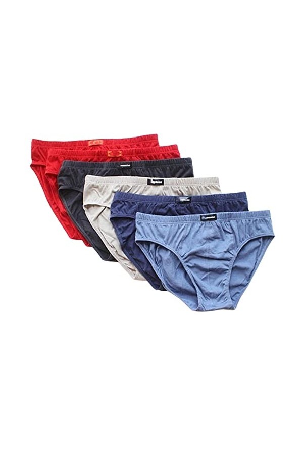 XKUN Slip Homme Cotton Plus Taille Solide Sexy Sexy Sexy Homme 5XL / 6XL 6 Paquets-6Pcs WU,4XL 80-95Kg