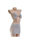 Pièce métallique strass sangle dancrage supérieure dames corps ventre chaîne soutien-gorge bijoux collier sexy bikini fête s