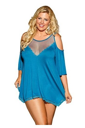 Shirley of Hollywood Nombre x3257&nbsp;Taille 3&nbsp;X Saphir rayonne Jersey Knit sleepshirt avec string