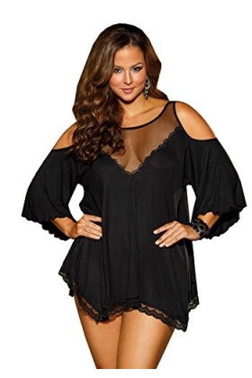 Shirley of Hollywood Nombre x3257&nbsp;Noir Taille 2&nbsp;X rayonne Jersey Knit sleepshirt avec string