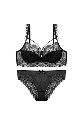 Ensemble de lingerie sexy Taille Soutiens-gorge en dentelle et ensembles de culottes pour femmes Broderie fine Push Up Ensemb