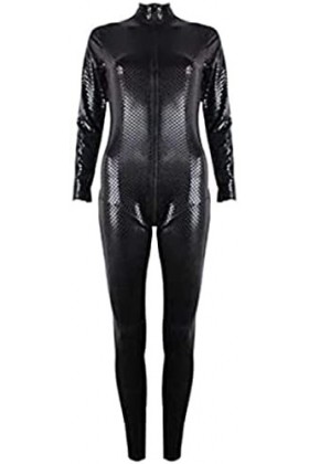Sexy Wetlook Lingerie Femmes En Cuir Verni Body Avant Zipper Ouvert Poitrine Discothèques Pole Dance Costume,Noir,XX-Grand
