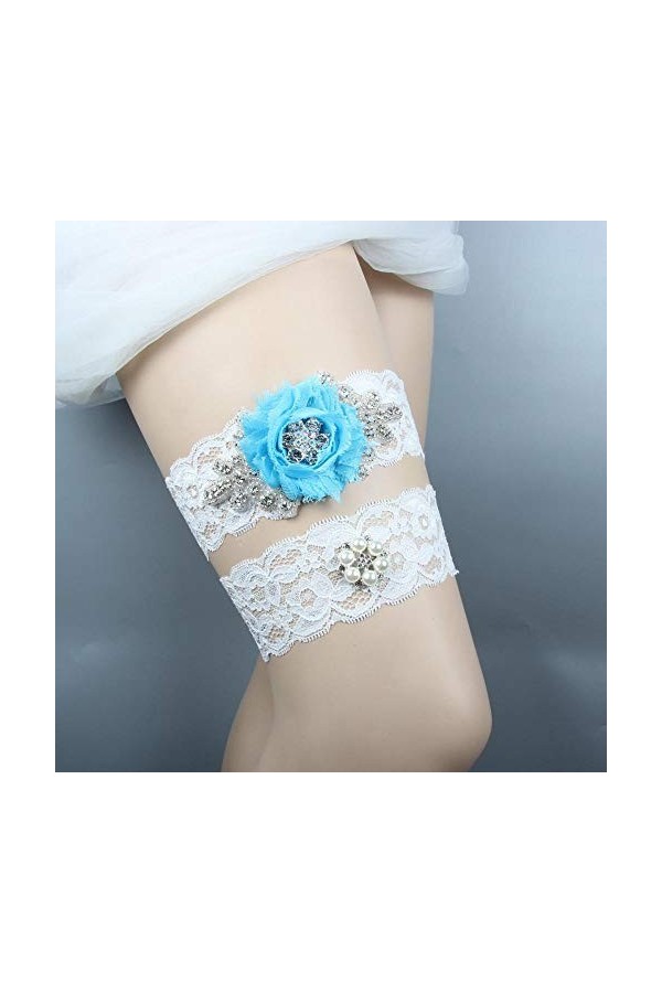 Jarretière en Cristal de Mariage,Accessoires de Mariage jarretière en Dentelle-Violet 5pcs_L,Jarretière en Dentelle avec Orne