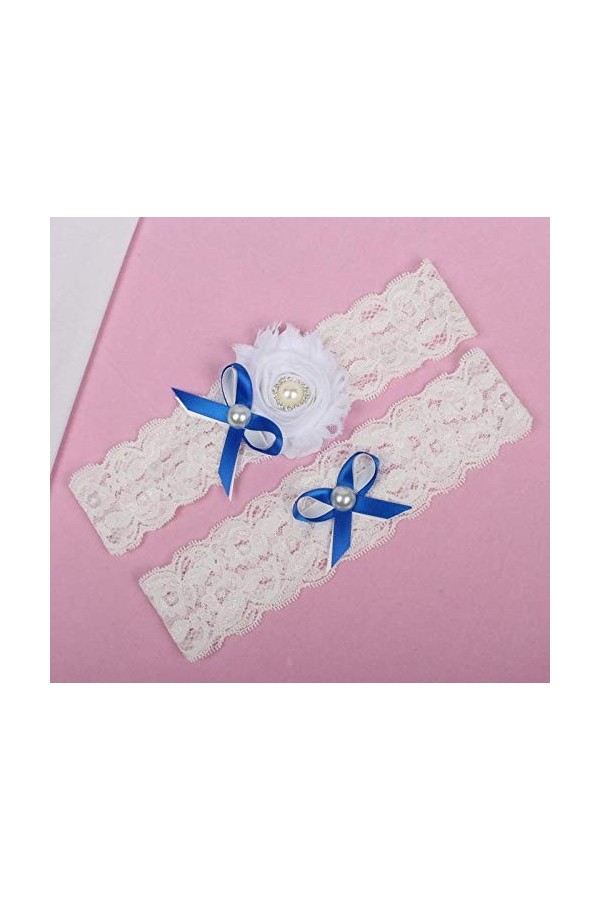 Ceintures en Dentelle Extensible jarretière Florale, Accessoires de Mariage Porte-Jarretelles en Dentelle Extensible avec Bou