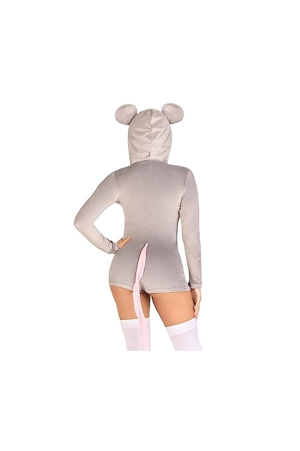 Leg Avenue Comfy Mouse, features ultra-soft velvet plush zip up romper with cheese zipper pull, tail, and ear hood