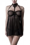Grey Velvet Longue nuisette transparente, Noir , L-XL