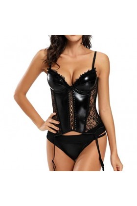 Moulen Body Femme Cuir Vernie Bodysuit Jumpsuit Sexy Transparent Bodycon Lingerie De Nuit Sado Jeu De Rôle Cosplay Dos Nu Cha