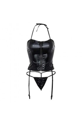 FGHSD Costumes pour Femmes Lingerie Sexy sous-vêtements Sexy pour Femmes Body à Fermeture éclair avec jarretière String Linge