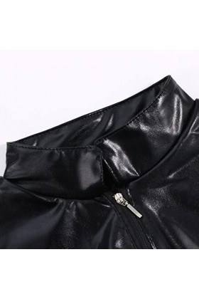 YARUMD Cuir Femmes Latex Catsuit Entrejambe Ouvert Lingerie Sexy Costume Erotique Femme Vêtement,Rose,3XL