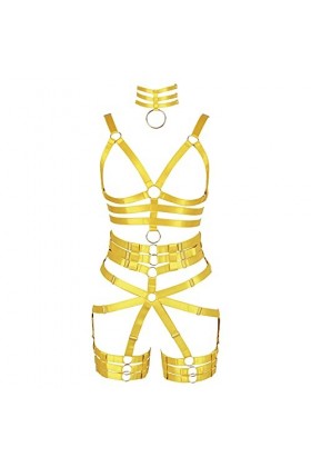 Harnais de Lingerie complet pour femmes Style Punk gothique Cage complète porte-jarretelles sangle de poitrine taille réglabl