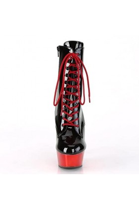 LEBE 15cm Talon Aiguille Talons Hauts à Lacets Plate Forme Stiletto Bottes Basses Bottes de Pole Dance-Black2||46