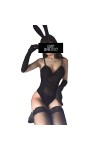 Sous-vêtements dune seule pièce de fille de lapin noir, sous-vêtements sexy de fichier ouvert dune seule pièce de corset, c