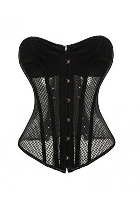 Filet en maille noir gothique steampunk Halloween Overbuste sexy corset transparent - Noir - 72 FR/ taille 48/49" 