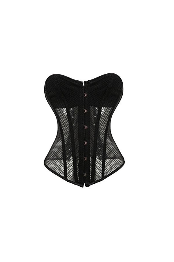 Filet en maille noir gothique steampunk Halloween Overbuste sexy corset transparent - Noir - 72 FR/ taille 48/49" 