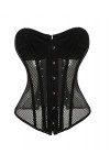 Filet en maille noir gothique steampunk Halloween Overbuste sexy corset transparent - Noir - 72 FR/ taille 48/49" 