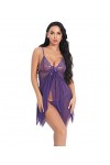 Costumes Sexy Femme Lingerie Sexy Femme Ensemble De Pyjama De Robe De Filet Sexy@Purple_XXL