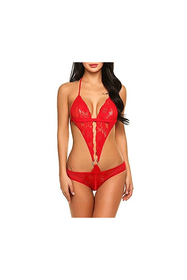 RWRAPS sous-vêtements Sexy pour Femmes avec Anneau à Trois Points, Une pièce, fichier Ouvert, sous-vêtements créatifs Couleu