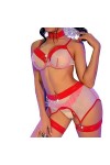 ZTIANEF Costume de femme de chambreLingerie érotique transparente sexy uniforme ensemble, rouge, S