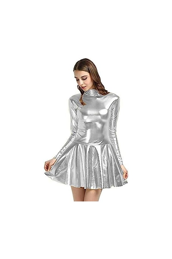 17 Colors Sexy Mini Dress Long Sleeve Vestido A-Line Pleated Dress,Purple,5X-Large