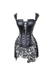 Maramalive Corset Steampunk Sexy Noir Faux Cuir, Fermeture éclair., 5XL plus