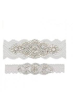 COLIFAS Robe de Demoiselle dhonneur de Mariage Porte-Jarretelles de mariée en Dentelle Extensible Couleur : Beige, Taille :