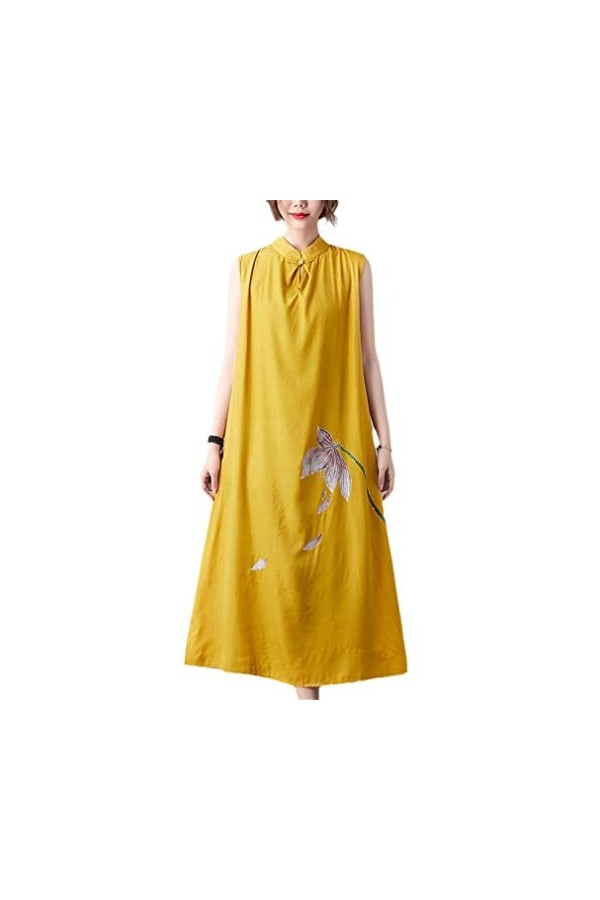 Robe chinoise traditionnelle Cheongsam pour femme - Style traditionnel chinois - Rétro Qipao, Couleur 1, Taille L