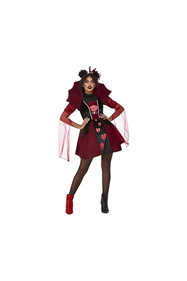 Queen of Broken Hearts Costume, Red, Dress & Headband, M 