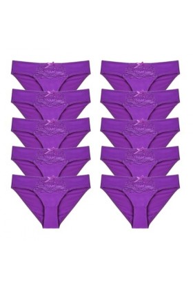 Necalisi Lot de Culotte Femme Lot de 10 Violet Culotte Femme Culottes Taille Dentelle Haute sous-vêtements Slip Grande Elasti