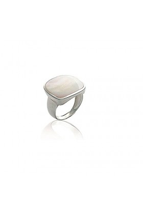Les Plaisirs de Stella Bague Anneau en Argent 925/000 Rhodie et Nacre Veritable