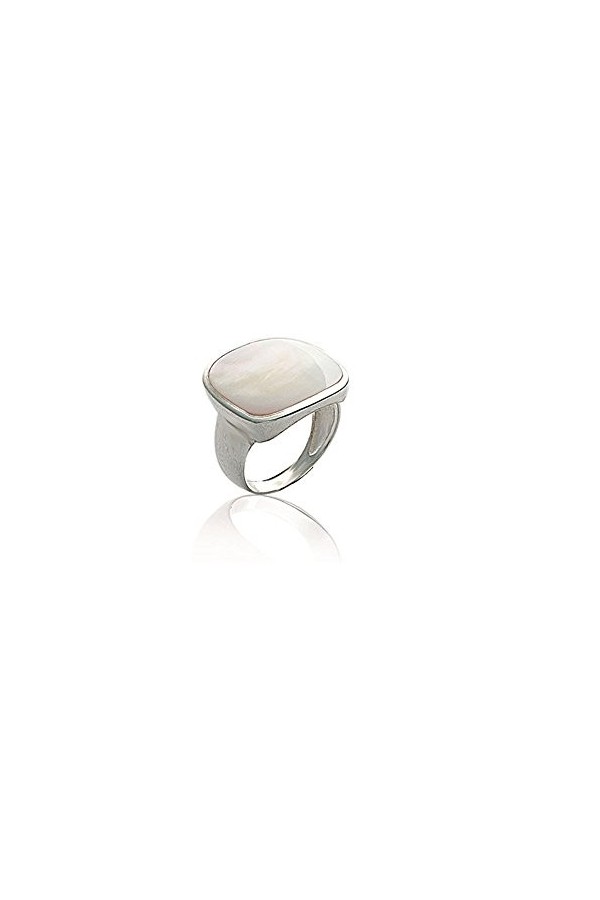 Les Plaisirs de Stella Bague Anneau en Argent 925/000 Rhodie et Nacre Veritable