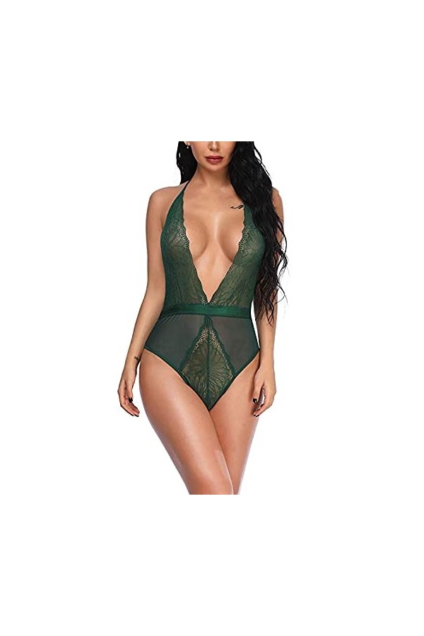 RWRAPS Costume de Fronde Intime pour Femmes, Dentelle de Nuage Creux, sous-vêtements Une pièce Sexy de Grande Taille, sous-vê