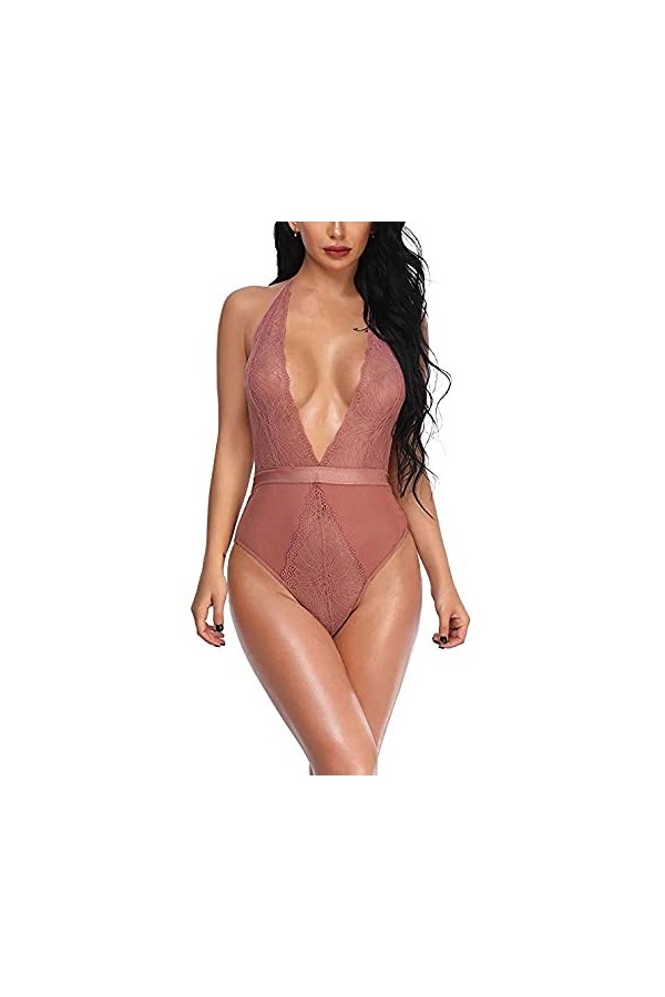 RWRAPS Costume de Fronde Intime pour Femmes, Dentelle de Nuage Creux, sous-vêtements Une pièce Sexy de Grande Taille, sous-vê