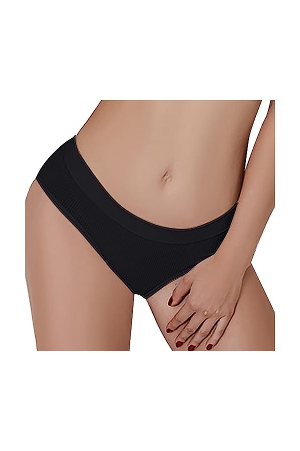 Briskorry Culotte en coton pour femme - Taille basse - Culotte invisible - Culotte hipster - Bikini, beige, XL