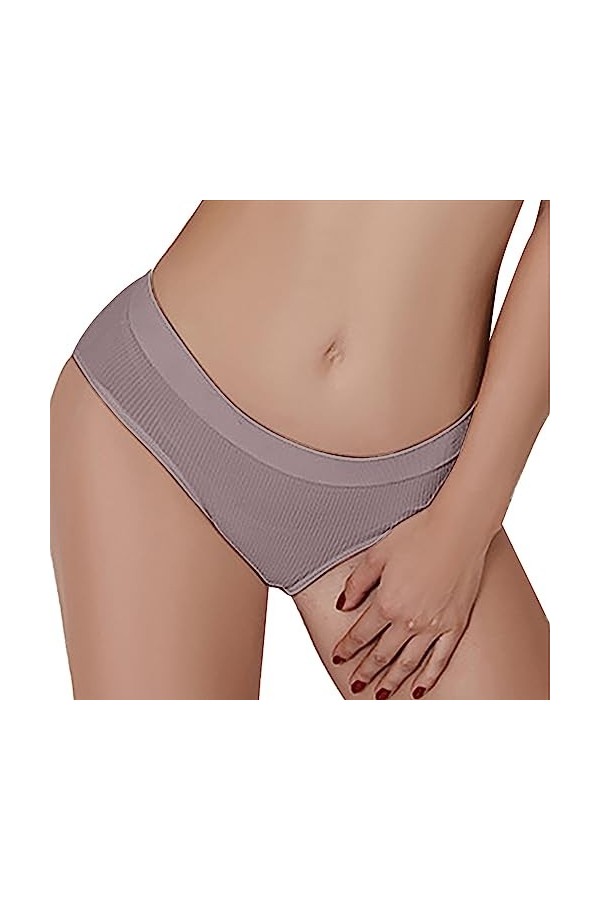 Briskorry Culotte en coton pour femme - Taille basse - Culotte invisible - Culotte hipster - Bikini, beige, XL