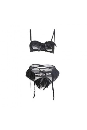 SUNMME Sous-vêtements Sexy Perspective Dentelle Trois Points Costume, Sexy Jarretière Une Pièce Sexy Femme Transparent Dentel