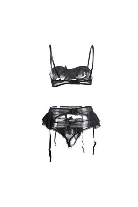 SUNMME Sous-vêtements Sexy Perspective Dentelle Trois Points Costume, Sexy Jarretière Une Pièce Sexy Femme Transparent Dentel