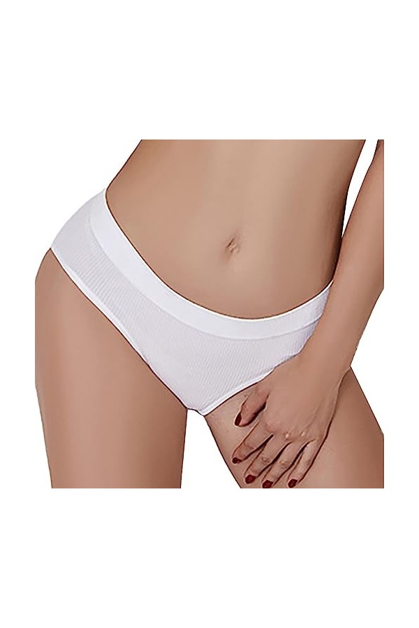 Briskorry Culotte en coton pour femme - Taille basse - Culotte invisible - Culotte hipster - Bikini, beige, XL