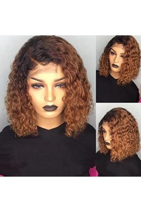 Afro perruque boucle coquette perruque ondulée avant, afro-américaine femme à cheveux naturel noire résistant à la chaleur po