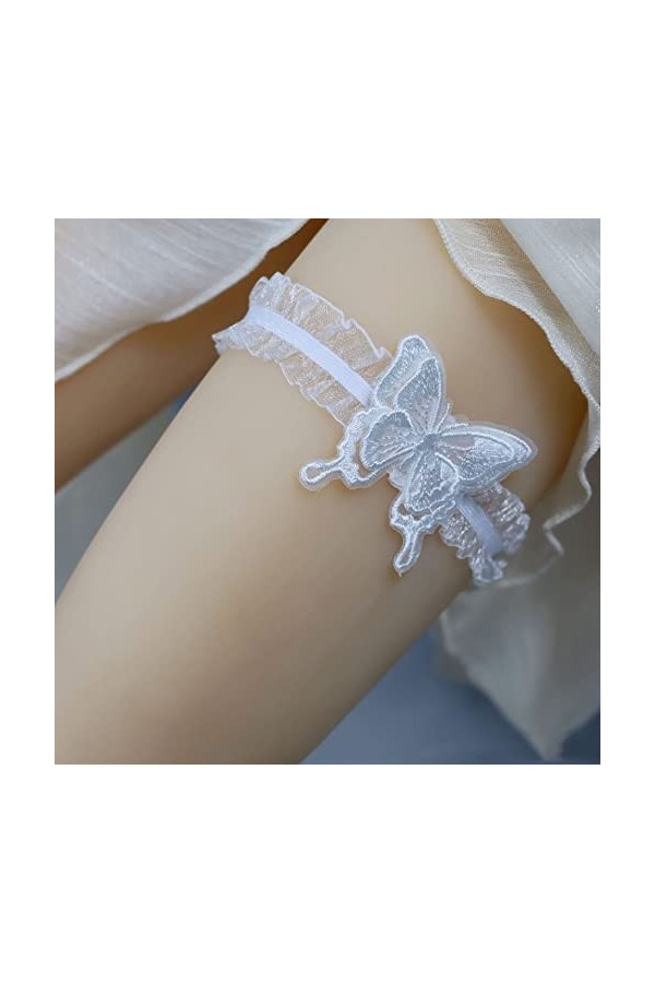 Anneau de Jambe en Dentelle Lolita Jarretière de Jambe Sexy Accessoires de Mariage Jarretières de Bal Extensibles Color : C,