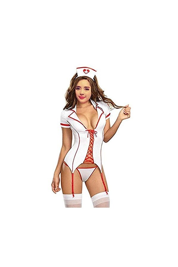 Générique sous-vêtements Naughty Nurse Lace Up Garter Slip Top Sexy Bedroom Fantasy Lingerie Adult Women Sexy Lingerie comme