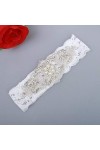 Jarretière en Dentelle de Ruban de Satin, Accessoires de Mariage Porte-Jarretelles en Dentelle avec Boucle de Jambe-Blanc 5pc