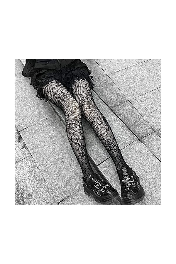 Bas Résille Femme - Collants Cosplay Costume Bas Résille Nylon Cuisse Haute Collants Grande Taille Pantalon Long Maille Dames