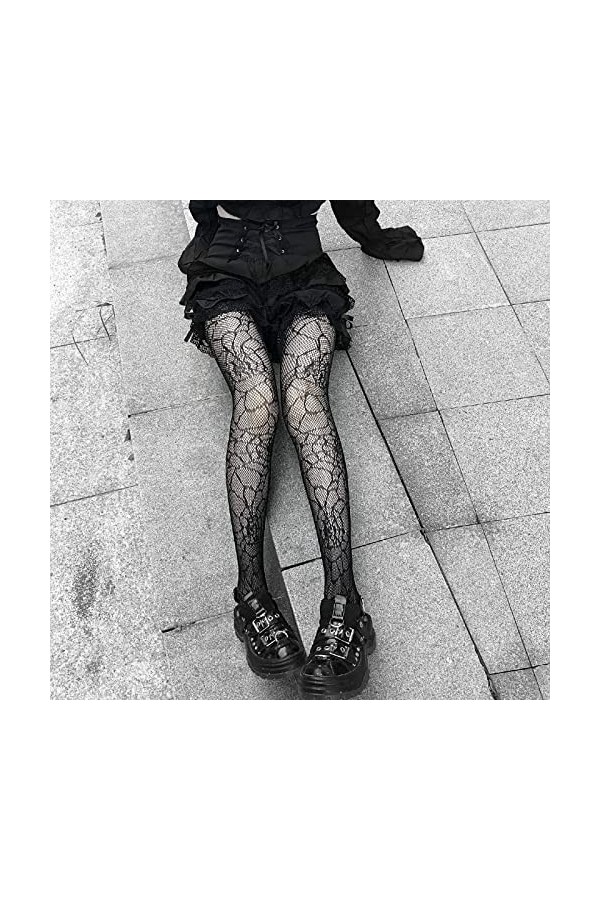 Bas Résille Femme - Collants Cosplay Costume Bas Résille Nylon Cuisse Haute Collants Grande Taille Pantalon Long Maille Dames