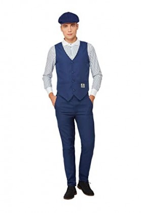 Smiffys 51670 Costume de Peaky Blinders Shelby pour homme, bleu, taille M, 96,5-101,6 cm