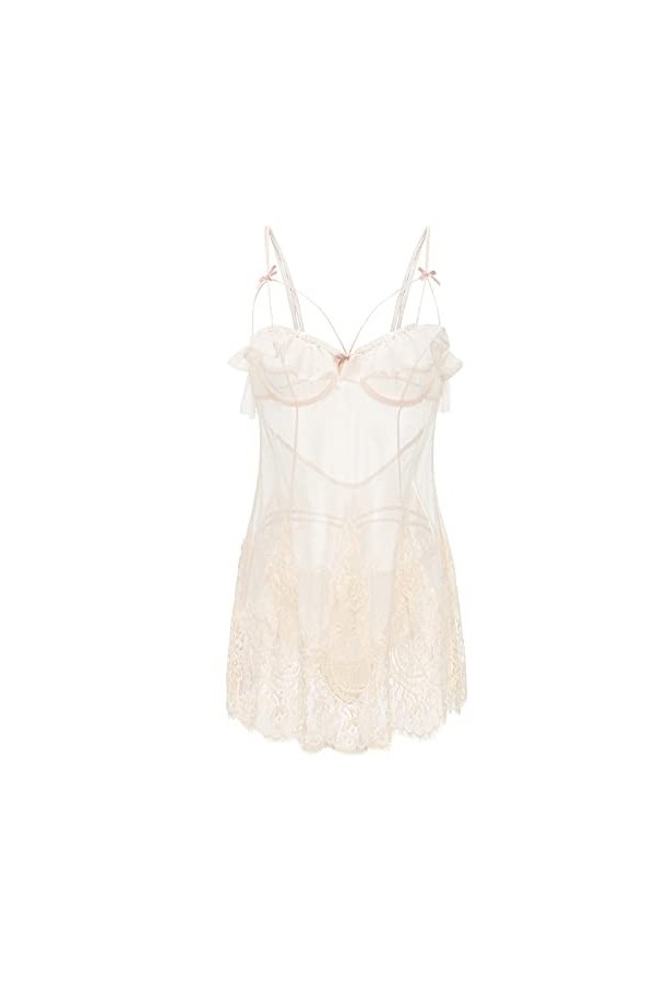 Nightdress Chemise De Nuit Femmes Sexy Français Sexy Pyjamas DÉté Dentelle Volants Petite Poitrine Perspective Sling Dormir 